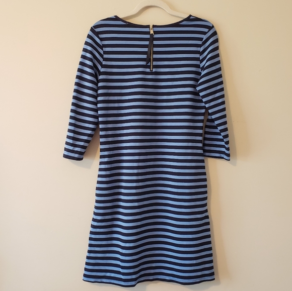 JADE MELODY TAM | Blue Black Stripe Dress 3/4 Sleeve M Soft Stretch Jersey Knit - Picture 2 of 5